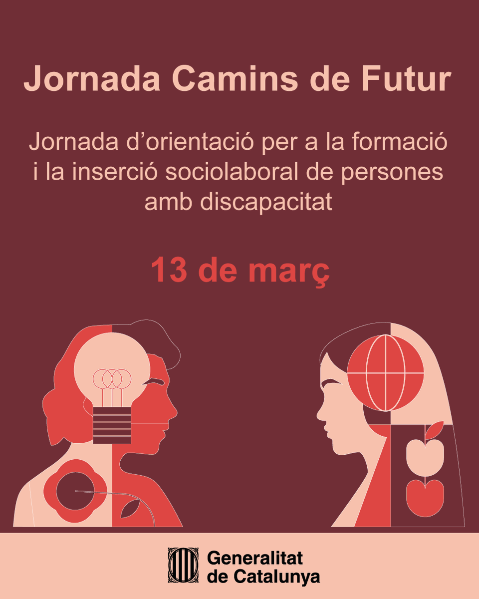 xtec's tweet photo. Ja és oberta la inscripció per a la Jornada Camins de Futur, dedicada a la formació i inserció sociolaboral de persones amb discapacitat. Més informació al següent enllaç 👇

🔗 https://t.co/SLC4KJjo1E

📅 Fins al 13 de març

#AlsCentres https://t.co/6Jx3Sm2lsM