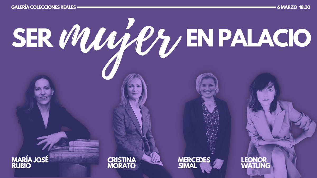 Patrimonio Nacional (@patrimnacional) on Twitter photo 💜 ¿Qué tienen en común estas mujeres?
✏️<a href="/mariajoserubio/">María José Rubio</a>, historiadora y escritora
📚Mercedes Simal, historiadora
🗞️Cristina Morató, periodista y escritora
🎭<a href="/LeonorWatling1/">LeonorWatling</a>, actriz
Son las ponentes de 'Ser mujer en Palacio', el diálogo que presentamos en #laGalería 💜 ¿Qué tienen en común estas mujeres?
✏️<a href="/mariajoserubio/">María José Rubio</a>, historiadora y escritora
📚Mercedes Simal, historiadora
🗞️Cristina Morató, periodista y escritora
🎭<a href="/LeonorWatling1/">LeonorWatling</a>, actriz
Son las ponentes de 'Ser mujer en Palacio', el diálogo que presentamos en #laGalería