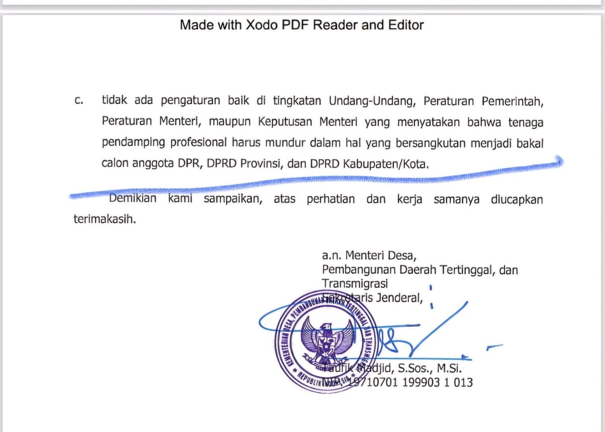 panji pradana (@panji_pradana99) on Twitter photo Pak Menteri <a href="/YandriSusanto27/">Yandri Susanto</a>
Pencalegan pendamping desa itu atas sepengetahuan KPU. Artinya pencalegan tidak melanggar, Jangan asal main pecat. #CopotYandri
<a href="/prabowo/">Prabowo Subianto</a> <a href="/setkabgoid/">Sekretariat Kabinet</a> Pak Menteri <a href="/YandriSusanto27/">Yandri Susanto</a>
Pencalegan pendamping desa itu atas sepengetahuan KPU. Artinya pencalegan tidak melanggar, Jangan asal main pecat. #CopotYandri
<a href="/prabowo/">Prabowo Subianto</a> <a href="/setkabgoid/">Sekretariat Kabinet</a>