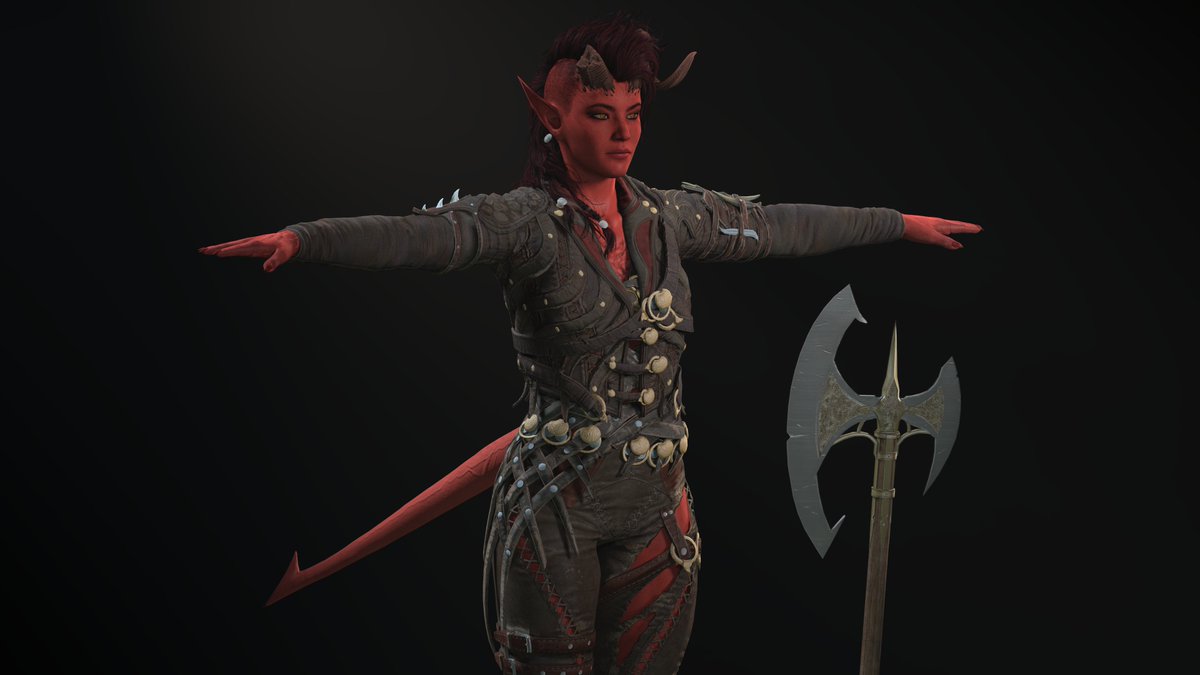 SFMModelMaker's tweet photo. Karlach from  Balder's gate 3  Get her at https://t.co/TarX7fXt2w ($18) Please tag me if you use her would love to see the art you guys make with her :D. Enjoy! https://t.co/KrrYCLn2ft