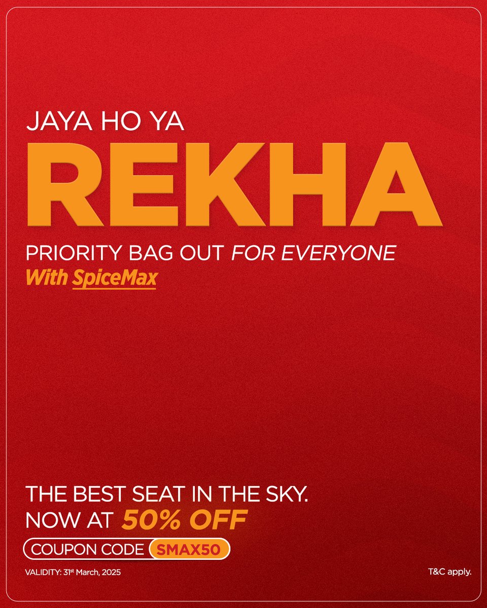 flyspicejet's tweet image. Enjoy more comfort, extra space, and premium perks with SpiceMax—because every traveller deserves the best.

Fly better, fly SpiceMax!

#flyspicejet #spicejet #spicemax #addspicetoyourtravel
