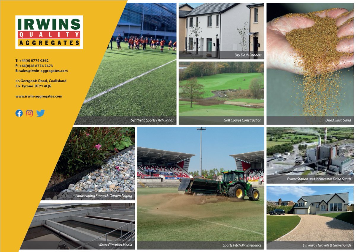 As well as supplying the basic construction materials, we also supply materials for Specialist Concrete Manufacture, Sports Construction &amp; Maintenance, Water Filtration Media, Dry Dash, Industrial Dried Sands and an extensive Garden &amp; Landscaping Range.
irwin-aggregates.com