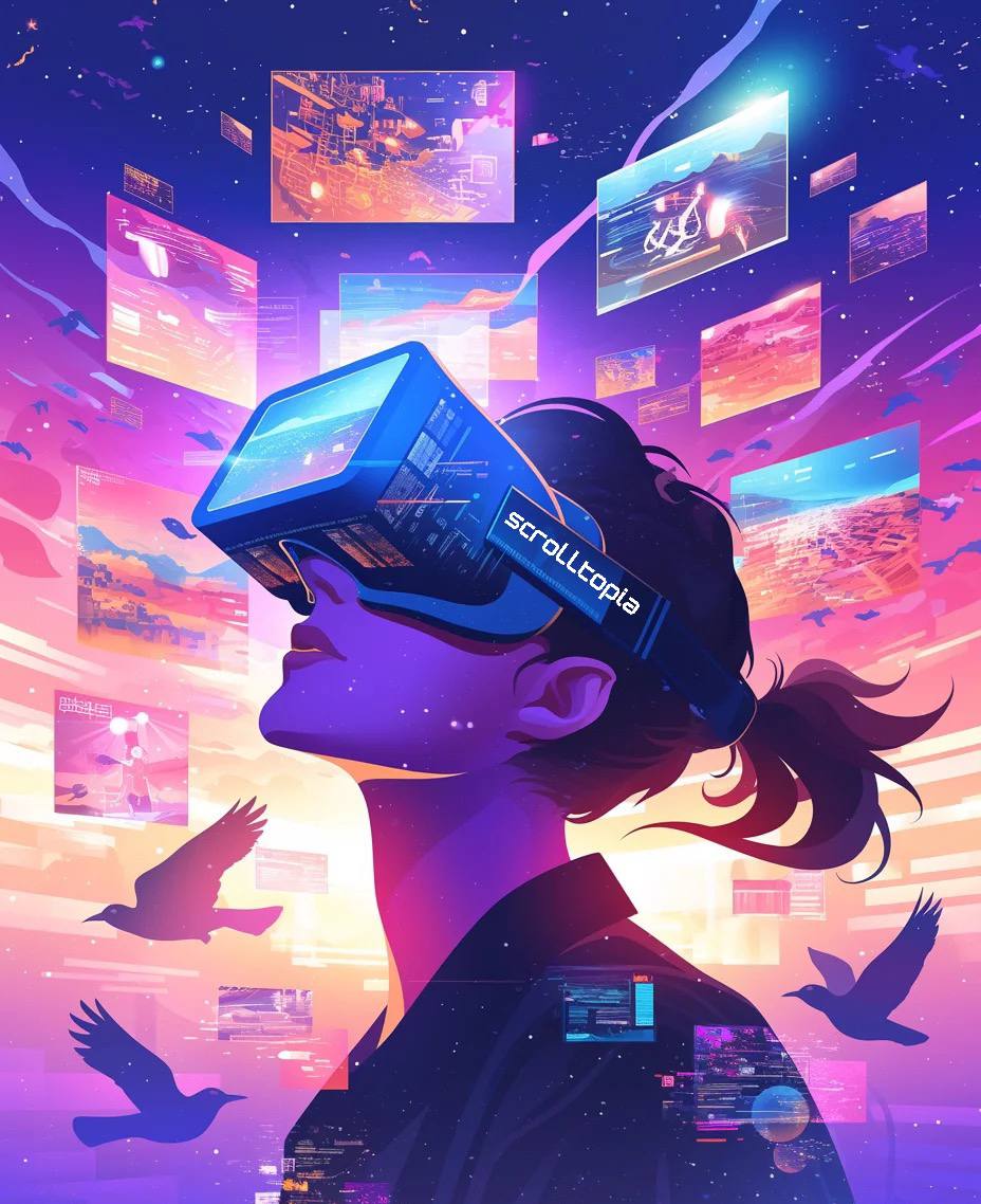 🚀 Explore endless possibilities at Scrolltopia! 🌌 Put on your VR headset and prepare for a brand new world full of wonders and discoveries. Here, the line between reality and virtuality blurs, and every moment is filled with surprises. 💻 
#Scrolltopia #VirtualReality