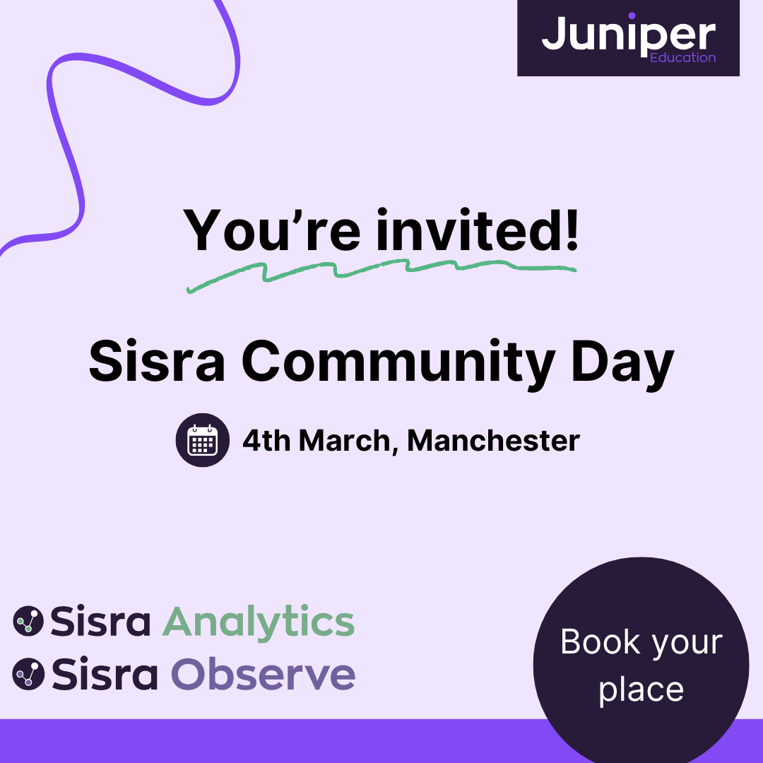 We are just 1️⃣ week away from our FREE to attend Sisra Community Day in Greater Manchester!

Come along &amp; network with other schools, get a health check &amp;, take a look at our brand new <a href="/JuniperEd/">Juniper Education</a> Timetable 👀

Places are limited, so grab your spot today: eu1.hubs.ly/H0gRK5s0