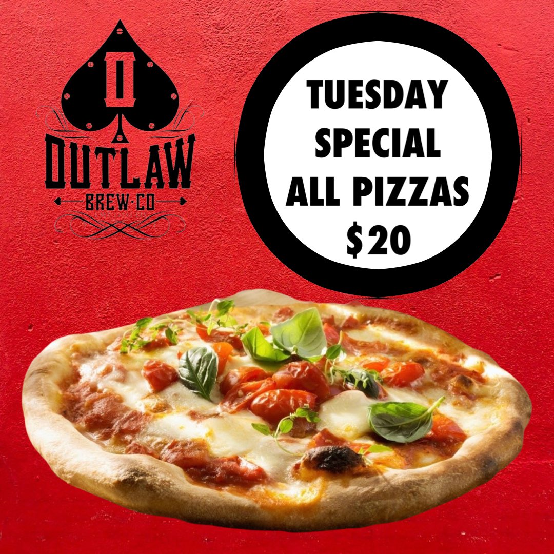 Tuesday Special!  All Pizzas $20. Open 12-8pm