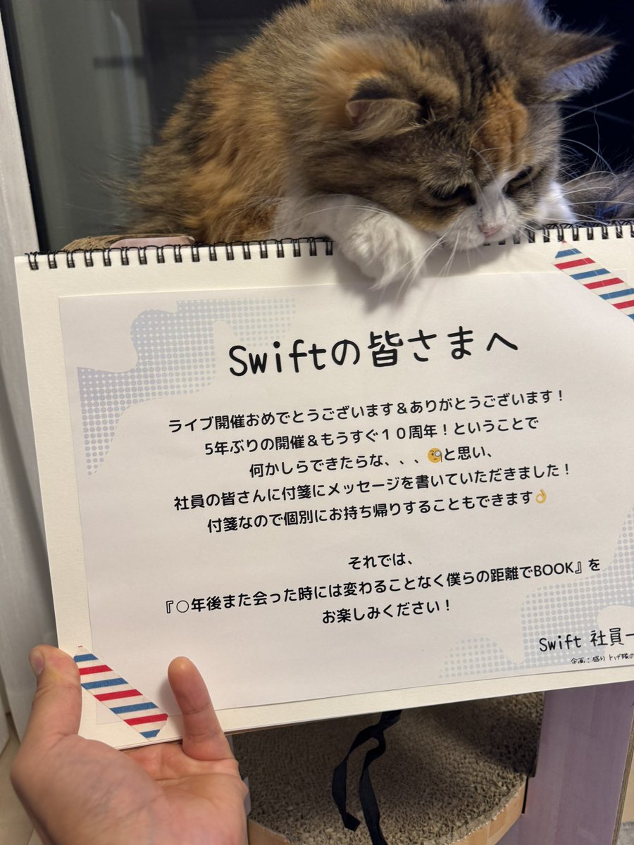 ToshiHotta's tweet photo. Swift5年ぶりのライブ改め大人の文化祭、参加してくれたみんな本当にありがとうございました！
まず、この日を一生忘れません。
良い涙をたくさん流せました🥹
そして、たくさんの幸せをありがとう。
最後にした約束は絶対守ります！
素敵な企画の一つ、寄せ書きはまず堀田から読ませていただきます！ https://t.co/dhf1WSa83y