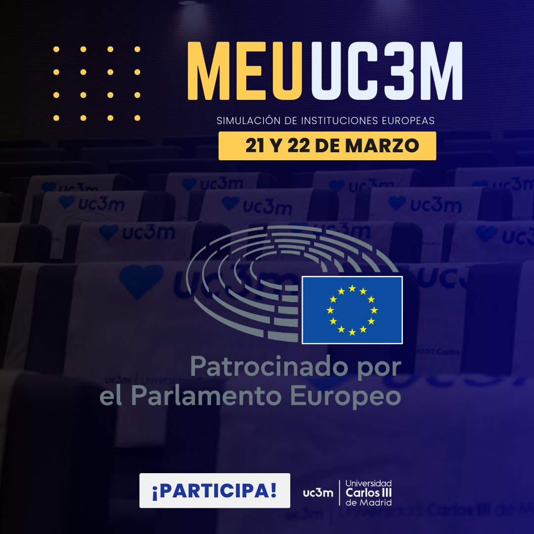 🚀 ¡Gran noticia! El I MEU <a href="/uc3m/">UC3M</a> cuenta con el patrocinio del Parlamento Europeo 🇪🇺 Un reconocimiento a su positivo impacto en la democracia europea🔝

📅 21-22 marzo | 📍 UC3M Getafe
📜 Certificado para tu CV | 🎯 Plazas limitadas
🔗 ¡Inscríbete ya! 👉docs.google.com/forms/d/e/1FAI…