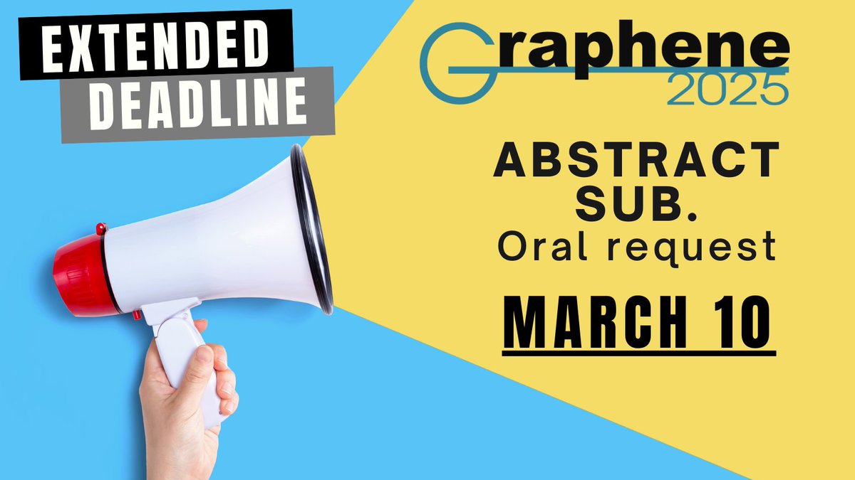 GrapheneConf's tweet image. Calling all graphene researchers! The second call for oral contributions at Graphene2025 is now open. Share your latest findings with the community. Deadline approaching, don't delay! #Graphene #2Dmaterials
