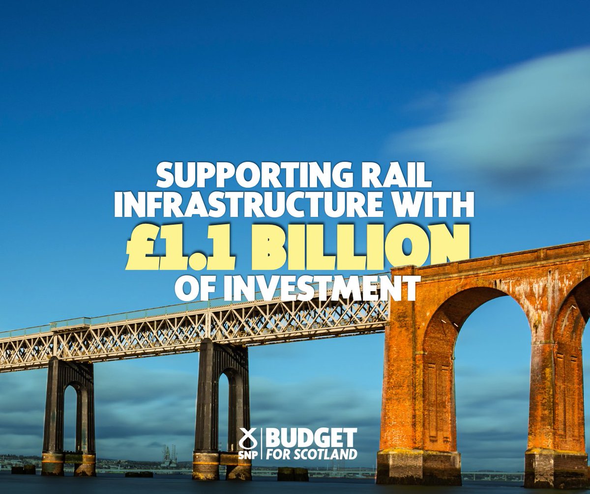 AngusSouthSNP's tweet image. 🚈 The SNP took Scotland’s railway into public hands.

👷 We have built the Borders Railway line, and invested over £11bn improving Scotland’s rail infrastructure.

 💶 Our budget commits a further £1.1bn investment in Scotland’s railways, connecting our cities.

#ScotBudget