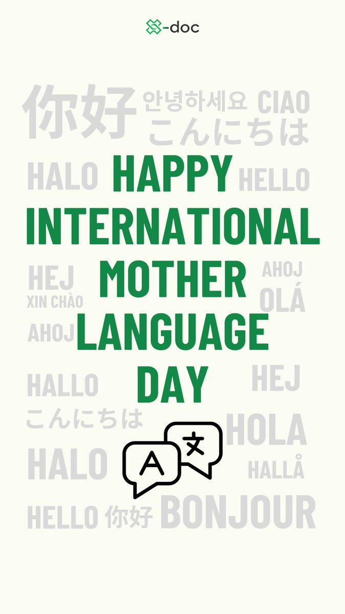 XdocAI's tweet image. 🌍 Happy #InternationalMotherLanguageDay! 🎉 At X-doc, we’re proud to build bridges through language, connecting cultures worldwide. Drop your favorite greeting in your mother tongue below! 💬 #CelebrateLanguage #XdocAI #LanguageBridges