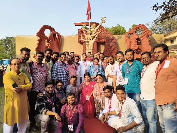 pycpim's tweet photo. "Congrats to Comrade
@salimdotcomrade, re-elected
@CPIM_WESTBENGAL State
Secretary!
Socialism is humanity’s hope.
Defying TMC/BJP tyranny, the Left Front leads West Bengal forward.
#CPIMWB27Conference
#CPIM
#BengalNeedsLeft https://t.co/M64kXLFl92