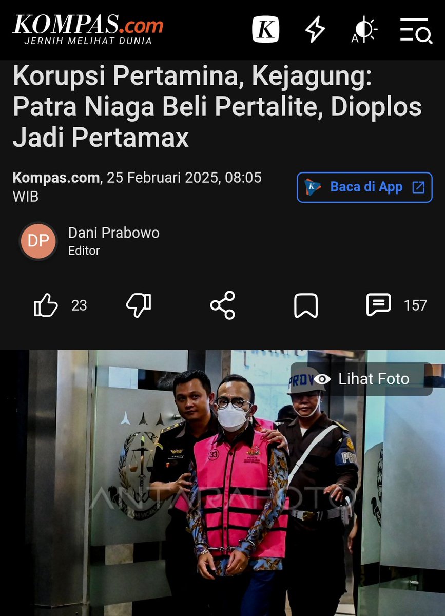Kejagung telah menetapkan tujuh tersangka dalam kasus dugaan korupsi tata kelola minyak mentah dan produk kilang periode 2018-2023.

Pantesan banyak yang memuji Shell dari dulu.
Pertamax jelek.
x.com/dusrimulya/sta…