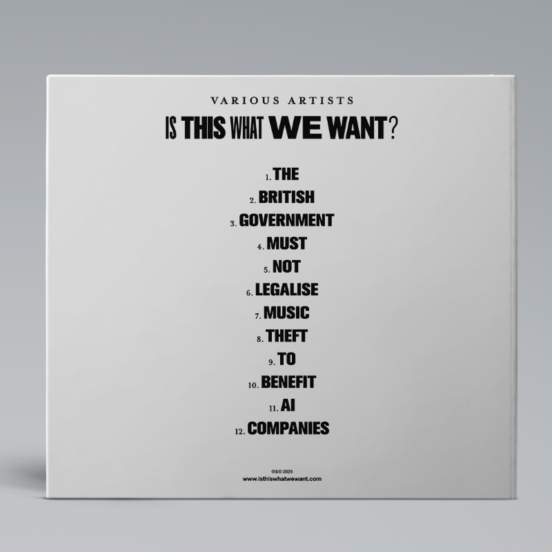 IFPI_org's tweet photo. Out now!

Lead by @ednewtonrex and featuring over 1,000 UK musicians, Is This What We Want is a silent album protesting UK Government proposed amends to copyright law in favour of big tech AI companies. 

Is This What We Want?
https://t.co/AdcS6Y7qxk