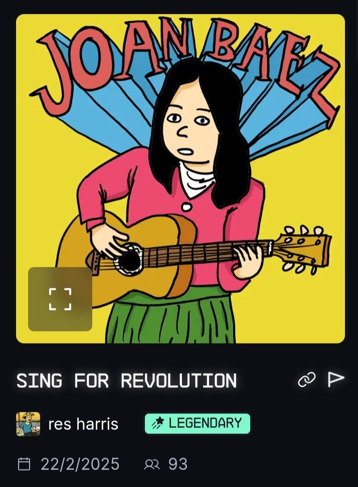 See my newst legendary item on drip , joan baez are good singer 🎸
<a href="/drip_haus/">DRiP 💧</a> drip.haus/resharris/coll…