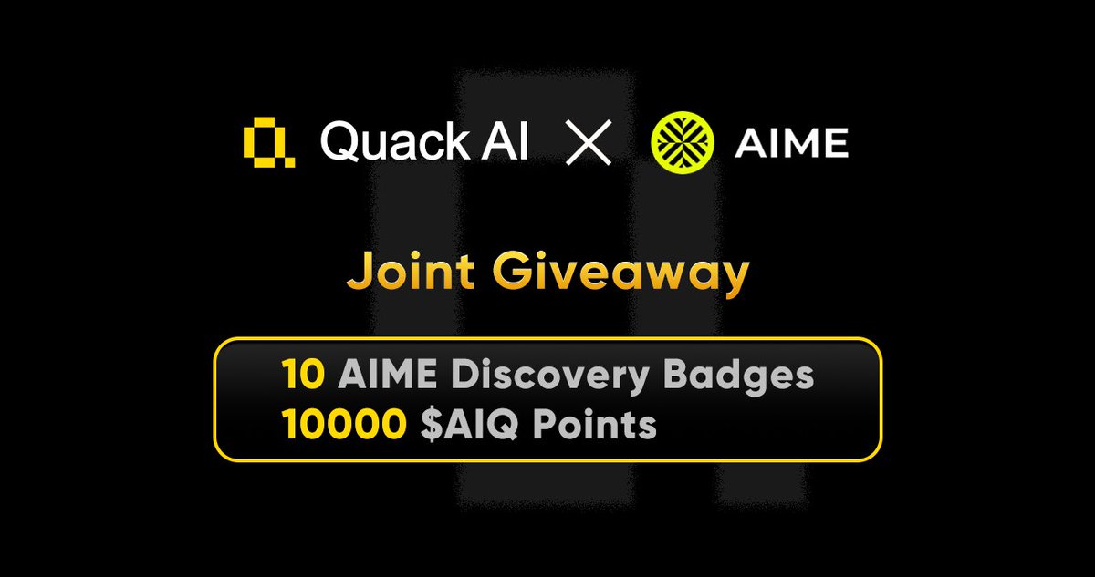 To celebrate our partnership with AIME Protocol, we’re giving away to our amazing community!

Prizes:
1️⃣10 AIME Discovery Badges – Each badge comes with exclusive perks (OG Proof: Early AIME tester &amp; ecosystem pioneer; DNA Mining Access: Earn points &amp; memecoins earlier)
2️⃣10000