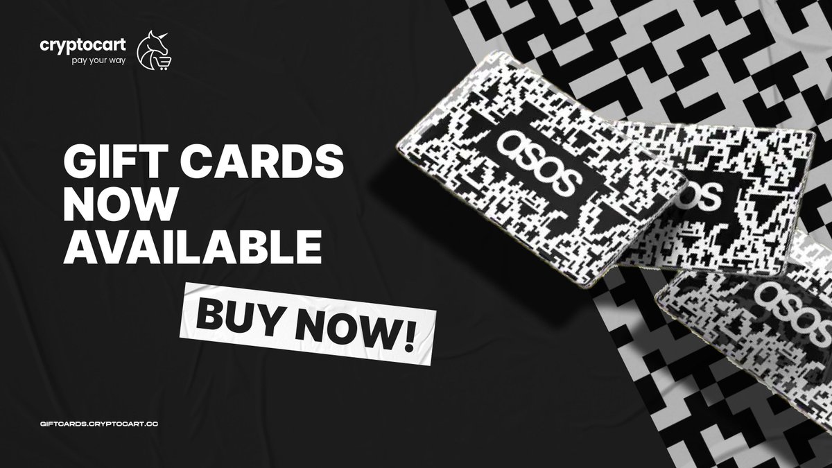 CryptoCartCC's tweet image. 👗 Refresh your wardrobe with @ASOS!
Use CryptoCart gift cards to shop your favourite brands, pay in crypto, and save up to 10%!
🔗 giftcards.cryptocart.cc
#CryptoCart #ASOS #StyleOnPoint #CCV2 #PayWithCrypto