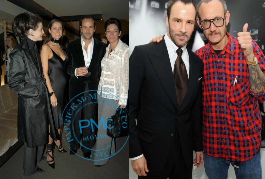 SaladMeToday's tweet photo. Tom Ford, the Clinton family, Ghislaine Maxwell, and Jeffrey Epstein.
Let's start with a few facts:
1️⃣ Jeffrey Epstein owned a Zorro Ranch in New Mexico.
2️⃣ Tom Ford owns a Cerro Pelon Ranch (3D model video below), where many famous movies, like Thor, Wild Wild West, Silverado, and many others, were filmed.
3️⃣ Ranches are very close to each other (8–9 miles away, see the picture).

Back in 2002, Tom Ford and GM were pictured together at the Gucci party on Madison Avenue. The next picture is of him with Terry Richardson, a not-at-all controversial photographer with many questionable 📸.
You can say, that those are just 📸. Nonetheless, he was pictured together with his closest Epstein co-conspirator, and they are basically neighbors, with both having huge properties.

❗Mainstream media, oddly, except DailyMail, put a lid on this story. Vogue, Cosmopolitan, or any other beauty magazine also didn't notice anything suspicious in it. But if you check the owners of beauty journals, the picture becomes clearer...

And Clinton's family pops up again‼
 "Bill Clinton was Jeffrey Epstein's closest 'celebrity mate' and a frequent guest at his New Mexico ranch with wife Hillary (and Chelsea), staying at the pedophile's cowboy-themed village", say estate workers.

Well, it is just a picture, and the close distance between ranches can be a coincidence. How about a note from Ghislaine Maxwell that mentions Tom Ford and cites:
"... if you wanna choose, please call GM back." 
And yes, a note could be a reference to anything. But if we see the again-coded language and possible meaning of other notes that she wrote, it is very concerning and highly suspicious.❗

I will add in the post below a video from YouTuber Unabated Mysteries that shows many connected trails between two ranches, which is weird enough. Make your own conclusions; it could be natural, or it could be another coincidence.

Unsealed court documents, including notes: https://t.co/sXPh1Zft4c
Tom Ford connection with JE and GM: https://t.co/YiBWlVnMtk
Clinton's at JE ranch: https://t.co/aJvb88PJuk