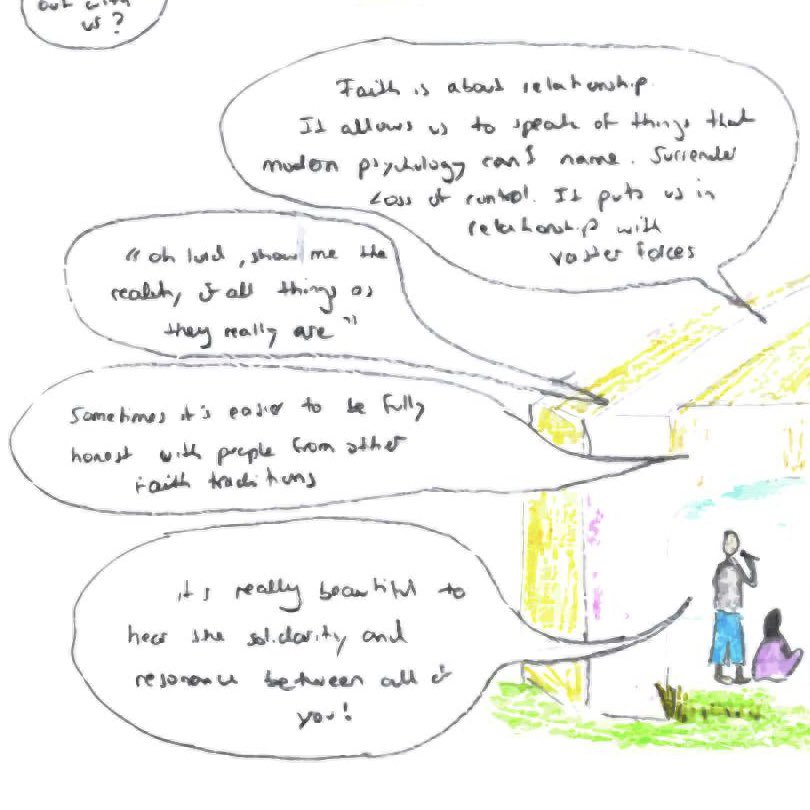 BadAppleZine's tweet photo. Issue 8 centrefold. Comments from our interfaith panel discussion at @BuddhafieldUK summer camp.
Drawn and collected by @norazbitchez 
See the whole issue online https://t.co/lapOKlG8hz
.
Subscribe: https://t.co/aky1Gab3Ue https://t.co/dy7AjkwRbx