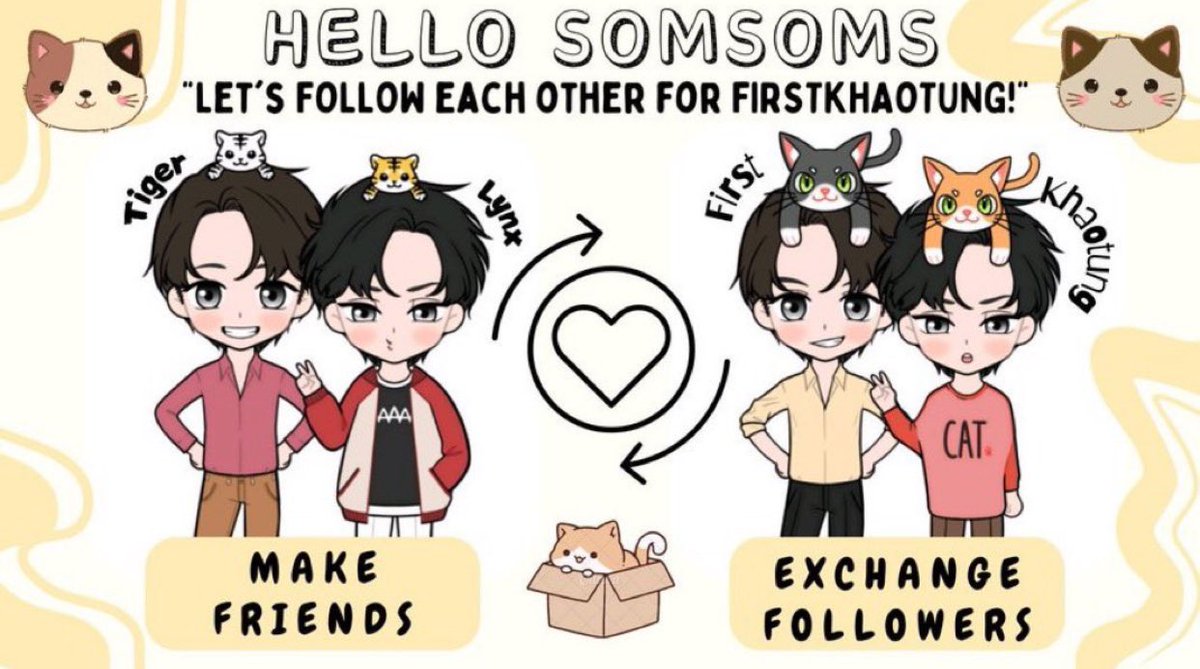 chi___daa's tweet image. Hey Somsoms! 🫶🏻 let’s follow each other to help trending the hashtags for FK! Also let’s make our love for #CatforCash stand out! 🐈‍⬛🐈🙂‍↕️

#FirstKhaotung #เฟิร์สข้าวตัง