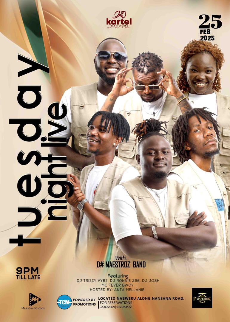 DMaestroz's tweet photo. TONIGHT! THE STAGE IS SET! 🎶
Dmaestroz Live Band is bringing the vibes to Kartel Bar for an unforgettable night of music, energy, and pure entertainment! https://t.co/DSHaa0CkQ7