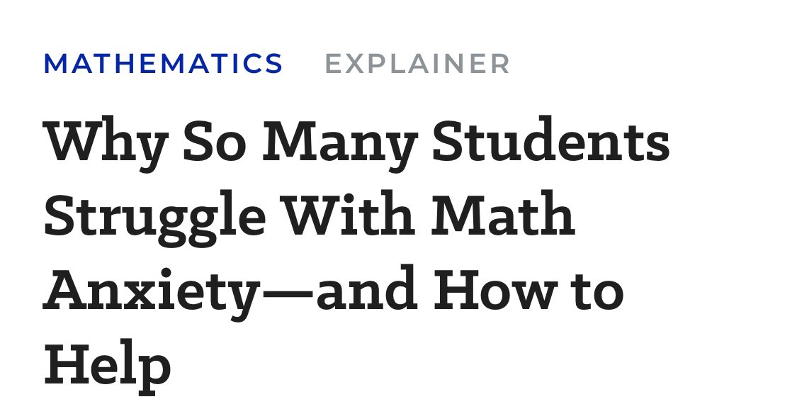 Math anxiety?

Can we stop pathologizing normal human emotions?

And want to help there? Teach math well instead of wasting class time ruminating on feelings