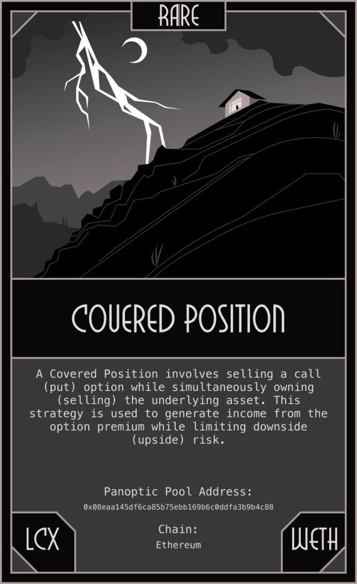 📢 New Market Created on Panoptic!

💰 Market: $WETH / $LCX (100 bps)
⛓️ Chain: Ethereum
🎲 NFT Rarity: 1 -   Rare  
📈 NFT Strategy: Covered Position

Check it out: app.panoptic.xyz/markets/Ethere…