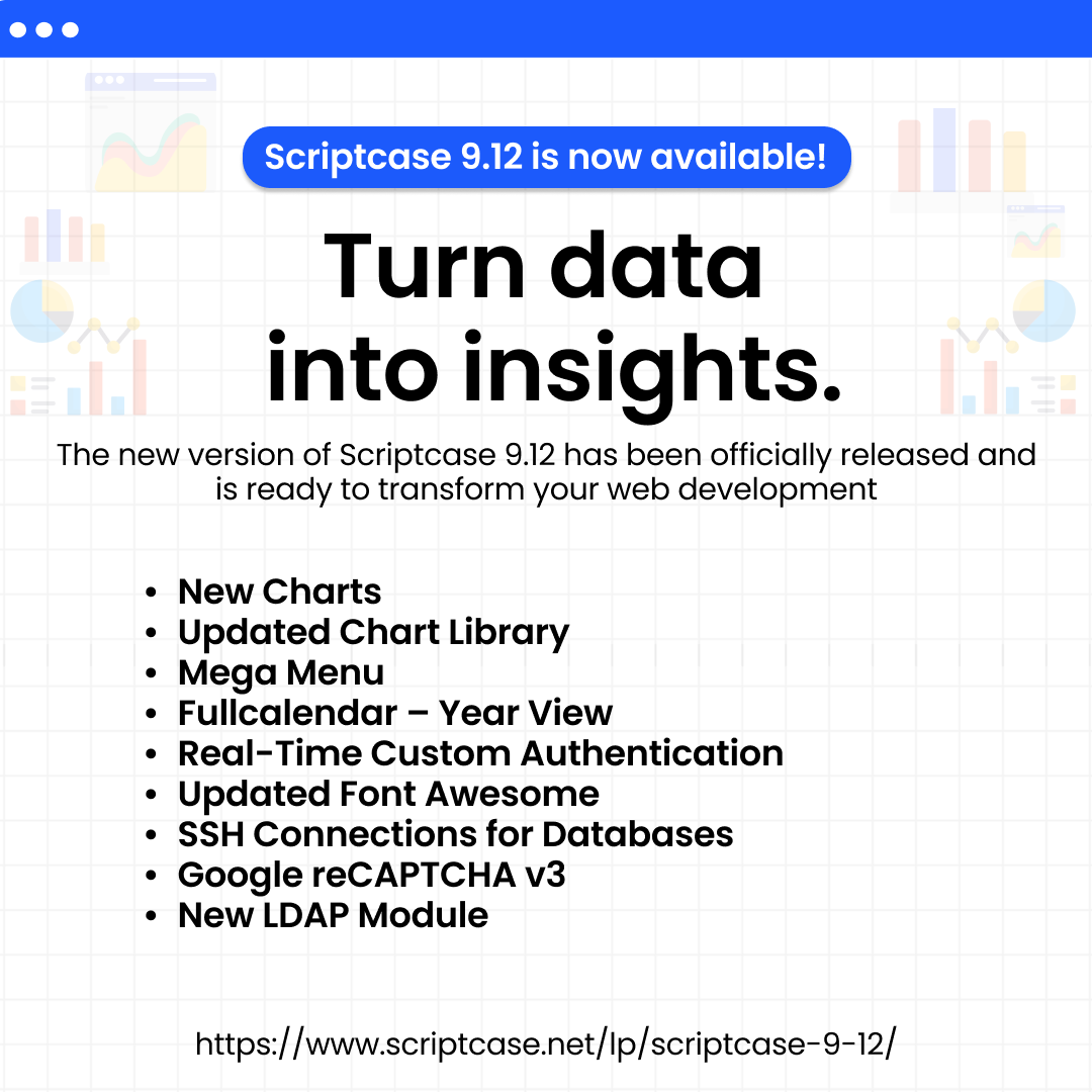 ScriptCaseSales's tweet image. 📢 Scriptcase 9.12 is now available!
👉 Check out all the new features here: scriptcase.net/lp/scriptcase-…
#scriptcase #php #lowcode #webdevelopment #NewVersion #data #insights