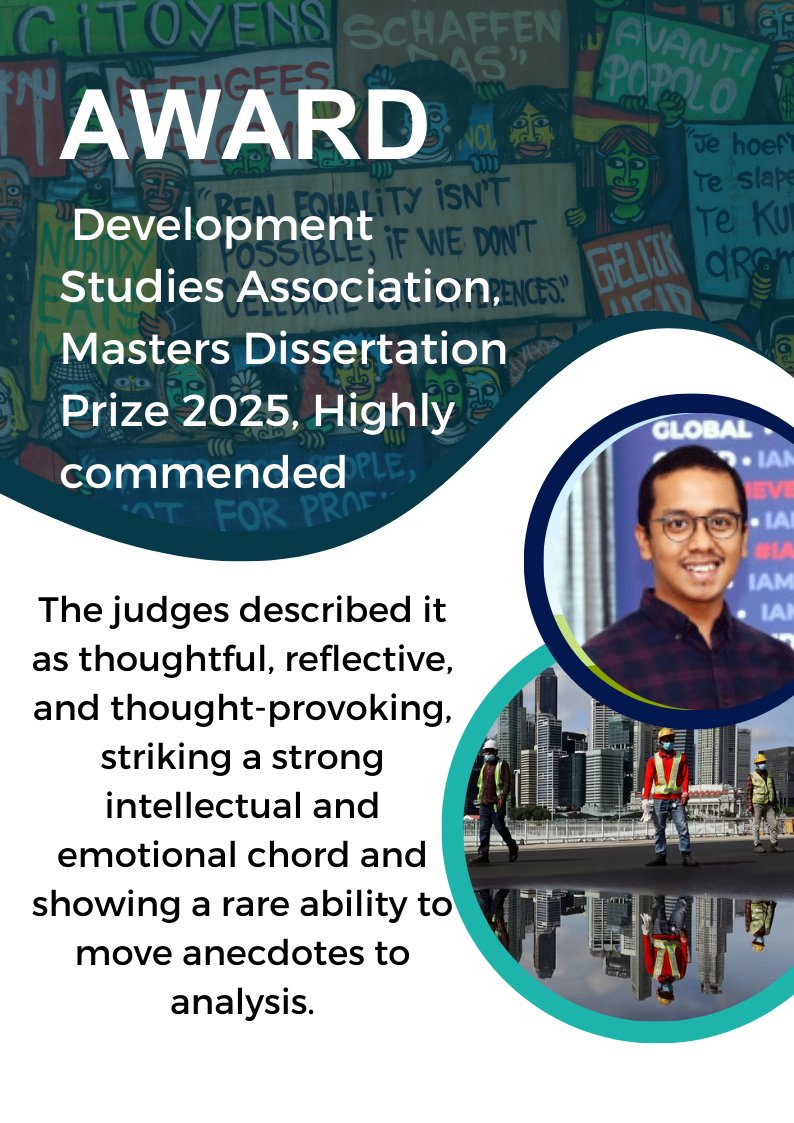Many congratulations to our alumnus Yoga Prasetyo (Migration and Refugees Studies MA, 2023/24) for his dissertation being "highly commended" by the Development Studies Association!