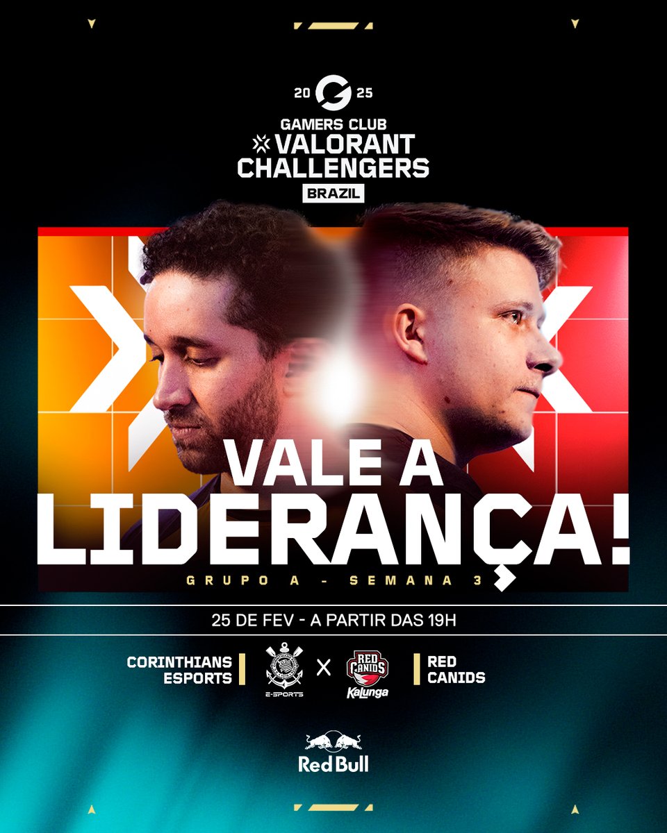 DUELO DE LÍDERES NO GRUPO A! 🔥

Hoje tem confronto direto entre os dois líderes no Grupo A do #ChallengersBR! Ambos os times estão 100%, com 2 vitórias em 2 jogos.

🦅 <a href="/sccp_esports/">Corinthians Esports</a> ⚔️ <a href="/REDCanids/">RED Canids Kalunga</a> 🐺
📅 Hoje – 2º jogo na Stream A

Quem seguirá isolado no topo do Grupo A? ⚡