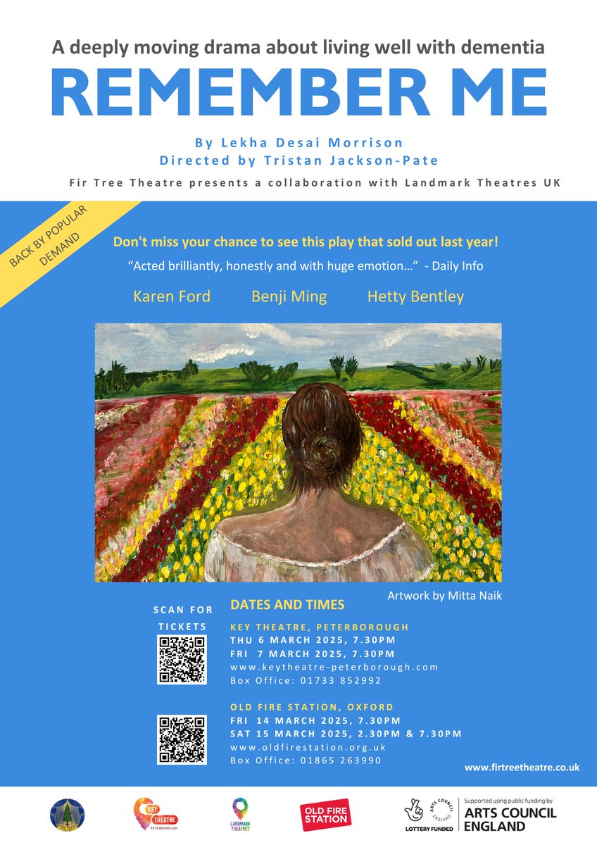 An important and powerful play about dementia returns to #Oxford next month.

"Remember Me" is <a href="/ArtsatOFS/">Old Fire Station, Oxford</a> on 14 and 15 March 2025.

The experiences of Sally and her daughter will be all too familiar to anyone who has relatives or friends with dementia.