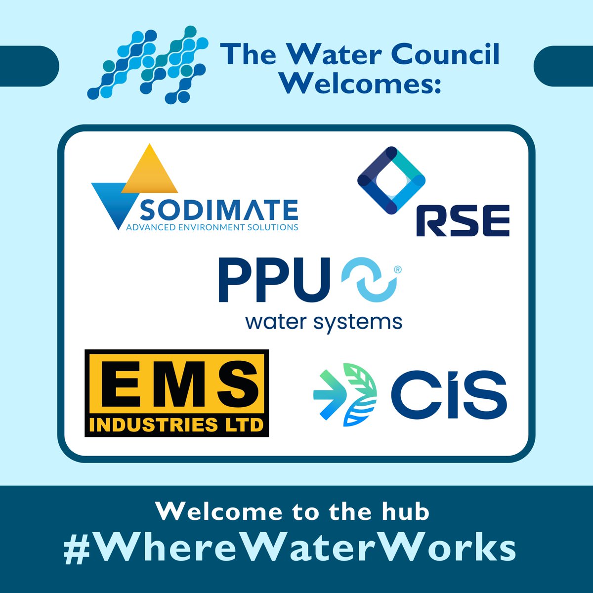 We're thrilled to welcome our newest members <a href="/Sodimate/">Sodimate, Inc.</a>, @EMS_Industries, PPU Water Systems, <a href="/NatureBasedCIS/">CIS, LLC</a> and RSE. Welcome to the hub #WhereWaterWorks!