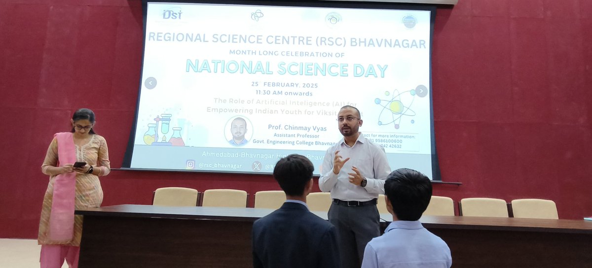 sbrana777's tweet photo. Empowering a sustainable future with AI! @RSCBhavnagar celebrates #NationalScienceDay by highlighting the role of #ArtificialIntelligence in driving sustainable development! Join us!#scienceandinnovation #youthempowerment #viksitbharat #scienceandtechnology #sciencecarnival https://t.co/VwOSCqo6LT