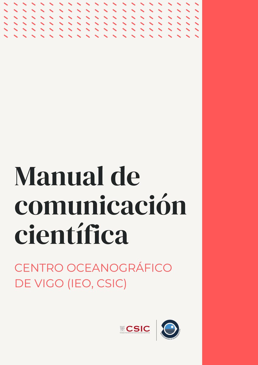 📕#IEOVigo presenta  su manual de comunicación científica, un puente entre la  investigación y la sociedad con

👉Estrategias para comunicar la ciencia marina 
👉Herramientas para combatir la desinformación 
👉Inspiración  para conectar con el público

🔗digital.csic.es/handle/10261/3…