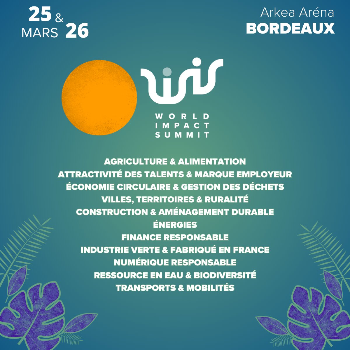 📢 M-1 avant le World Impact Summit !

Dans 30 jours, on se retrouve pour échanger autour de nos thématiques phares. 🚀
Quels sujets vous intéressent le plus ? 👇 
#WorldImpactSummit #WIS2025 #event #thématiques #rendezvous