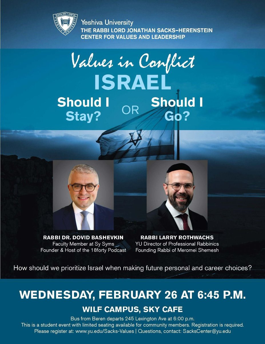 Larry Rothwachs (@larryrothwachs) on Twitter photo One of us will argue for Aliyah, the other for staying, and by the end, I suspect that <a href="/DBashIdeas/">David/Dovid Bashevkin</a> and I may not agree with ourselves. Either way, expect a thought-provoking conversation, which will very possibly leave you as confused as when you came 😬. Join us! One of us will argue for Aliyah, the other for staying, and by the end, I suspect that <a href="/DBashIdeas/">David/Dovid Bashevkin</a> and I may not agree with ourselves. Either way, expect a thought-provoking conversation, which will very possibly leave you as confused as when you came 😬. Join us!