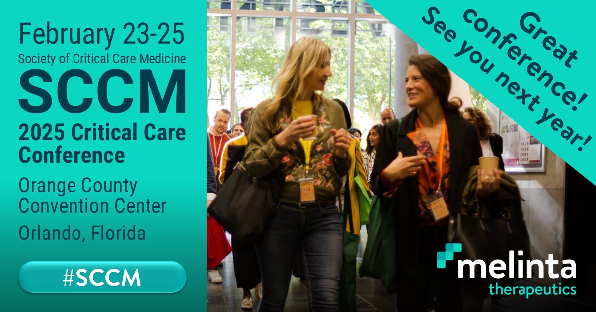 It is already the last day of the Society of Critical Care Medicine 2025 Critical Care Congress (#SCCM2025), and we are proud to be here.

Join us in Orlando at the Melinta booth 534 and meet the team that’s always mighty! 
#SCCM