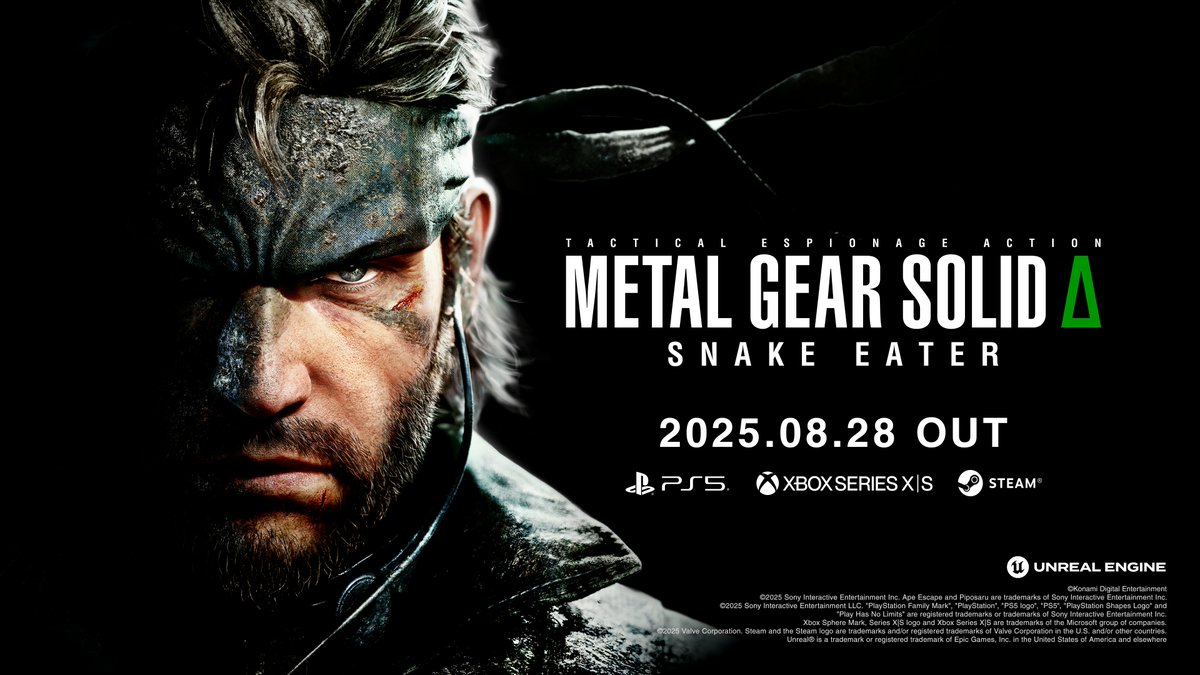 🐍 METAL GEAR SOLID Δ: SNAKE EATER arrives August 28! 🎮

Pre-orders are LIVE for PS5, Xbox Series X|S &amp; Steam! 🔥 Get bonus DLC, 48-hour early access (Deluxe Edition), and the return of SNAKE VS MONKEY 🐵
👀 Watch the trailer now: youtu.be/6WuqxGg0yek
🛒 Pre-order here: