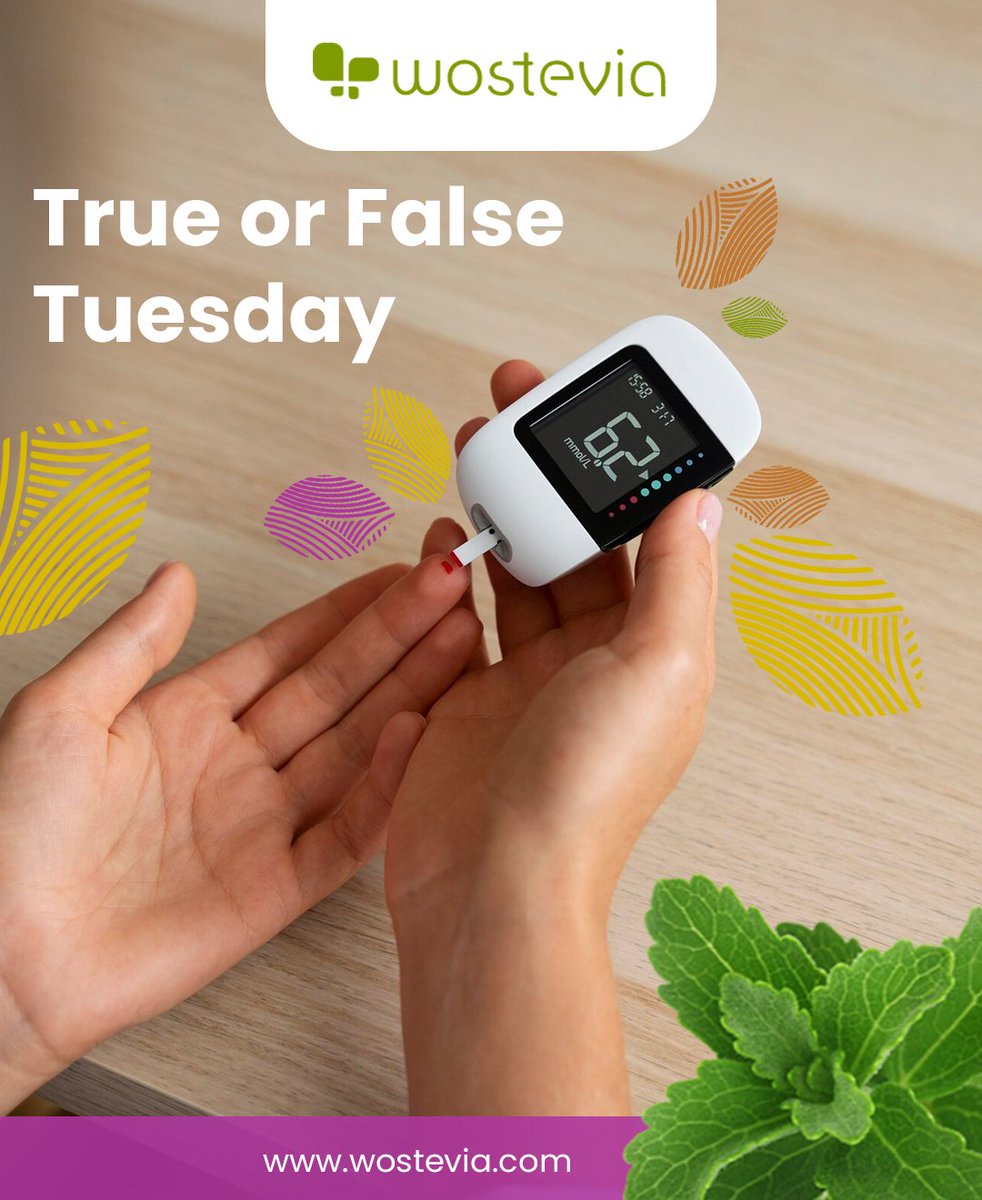 True or False Tuesday! 🤔🌱 

"Stevia raises blood sugar levels." 
Answer: False! ❌ Stevia is a zero-calorie sweetener that won't spike your blood sugar. Have you made the switch to Stevia yet? 🍃 #TrueOrFalseTuesday #SteviaFacts