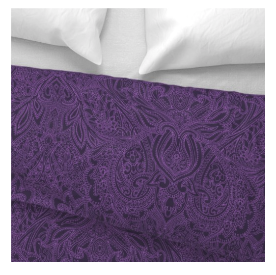 PaisleyPowered's tweet image. A sample of the Purple Paisley fabric sold today. The customer chose to have the popular design printed on Wide Cotton Sateen, a type of fabric used for making duvet covers and sheets. #fabric #Spoonflower   spoonflower.com/en/fabric/8334…