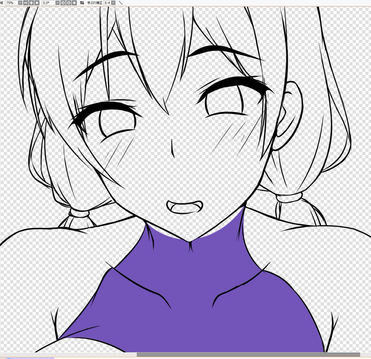 一段階目の影と付けたり、差分用の表情をカキカキしてたのねん〆(*‾з‾)b 