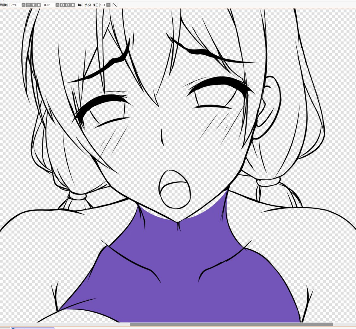 一段階目の影と付けたり、差分用の表情をカキカキしてたのねん〆(*‾з‾)b 