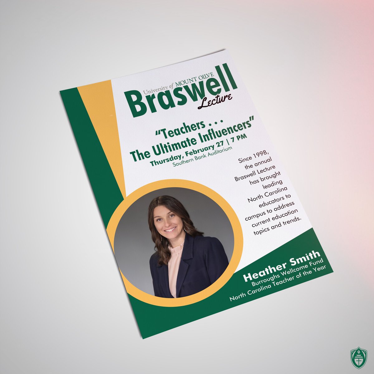 This Thursday at 7 PM, join us at Southern Bank Auditorium for the Braswell Lecture featuring Heather Smith, the 2024 Burroughs Wellcome Fund NC Teacher of the Year! 🎉 Her talk, “Teacher’s…The Ultimate Influencers,” celebrates the transformative power of education 📚.