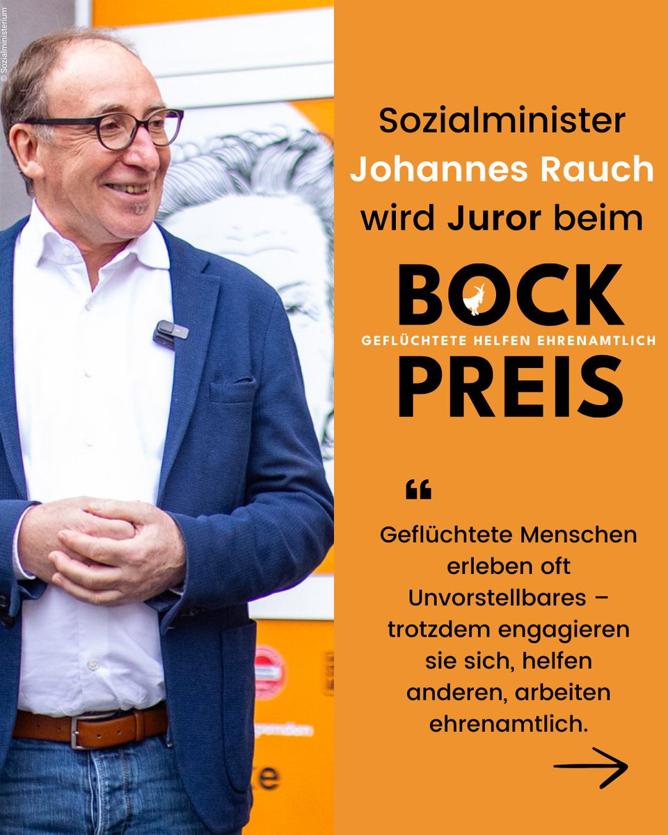 Flüchtlingsprojekt Ute Bock (@vereinutebock) on Twitter photo Der #BockPreis hat einen neue Juror 🎉 <a href="/johannes_rauch/">Johannes Rauch</a> ist heuer zum ersten Mal Teil unserer hochkarätigen Jury, die den Preis für engagierte Ehrenamtliche mit Fluchterfahrung vergibt.
Nominier jetzt Geflüchtete, die ehrenamtlich tätig sind ➡ fraubock.at/de/bock-preis Der #BockPreis hat einen neue Juror 🎉 <a href="/johannes_rauch/">Johannes Rauch</a> ist heuer zum ersten Mal Teil unserer hochkarätigen Jury, die den Preis für engagierte Ehrenamtliche mit Fluchterfahrung vergibt.
Nominier jetzt Geflüchtete, die ehrenamtlich tätig sind ➡ fraubock.at/de/bock-preis
