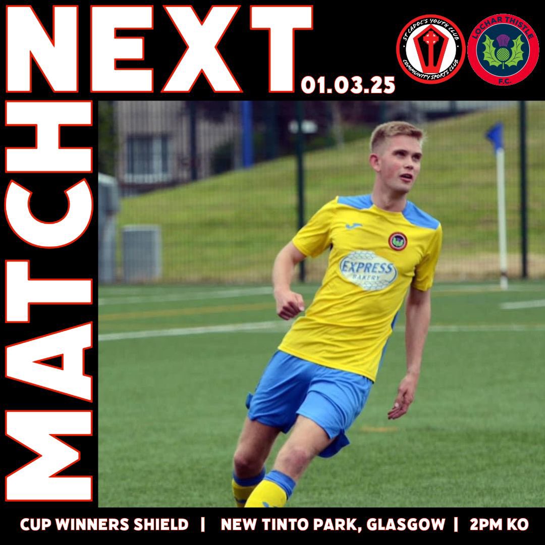 Lochar Thistle FC (@locharthistlefc) on Twitter photo πNext!
We represent the <a href="/SOSFLeague/">South of Scotland Football League</a> this weekend as we travel to Glasgow on Saturday to face <a href="/StCadocsSeniors/">St Cadoc's Youth Club</a> in the Cup Winners Shield.
A difficult game in prospect but one the club are looking forward too.
π΄βͺοΈβ«οΈ πNext!
We represent the <a href="/SOSFLeague/">South of Scotland Football League</a> this weekend as we travel to Glasgow on Saturday to face <a href="/StCadocsSeniors/">St Cadoc's Youth Club</a> in the Cup Winners Shield.
A difficult game in prospect but one the club are looking forward too.
π΄βͺοΈβ«οΈ