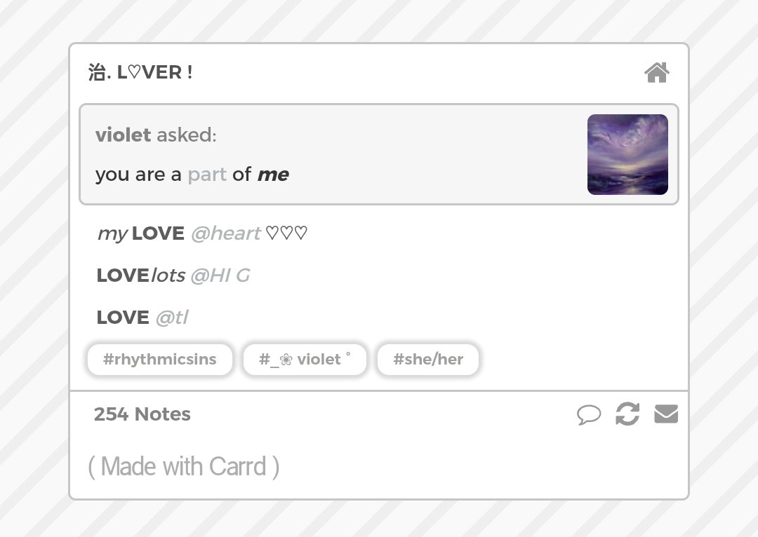 Planning to post my new pinned+carrd but lovelist empty, who wants to be in it? Drop nickname!