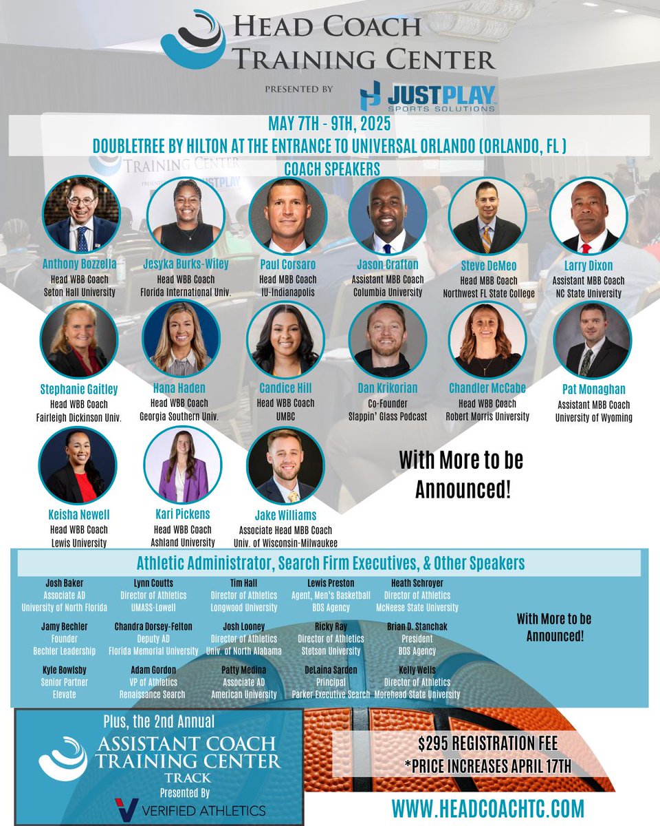 Premier career development &amp; networking for 🏀 coaches! 

Resume Materials * Interviewing * Contract Negotiations * First 30 Days * Leadership * Culture Building * Staff Hiring &amp; Management * Transfer Portal * NIL * Rev Sharing * And Much More!

🏀#HCTC25 #ACTC25
📆May 7-9