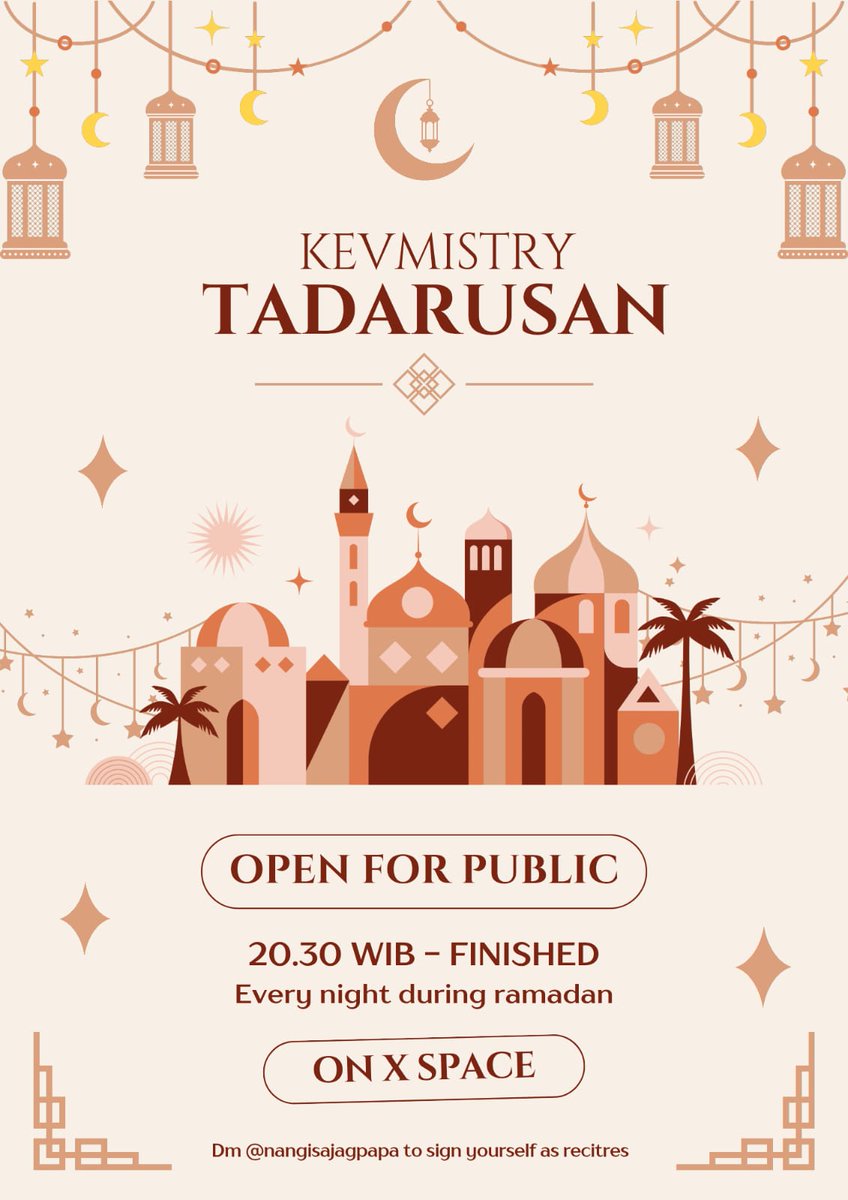 its_okkay_'s tweet photo. 🕌 Kevmistry Tadarusan🕌
open for public, let’s participate!
⏰ 20.30 WIB until finished during Ramadhan
📍 x space
• sign yourself as daily reciter by sending message to @nangisajagpp and we’ll invite you to group
• each person can recite 2 makru' / (ع) ('ain) minimum, https://t.co/D9TlwrWpUY