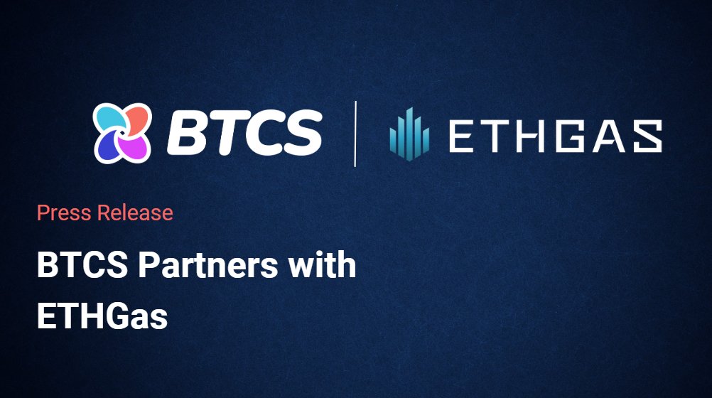 BTCS is excited to announce a partnership with ETHGas!

As a Priority Builder, we’re unlocking ultra-low-latency scaling on Ethereum, expanding both our market share and the overall market size. To fuel this innovation, BTCS has invested $250K in @ETHGASofficial , reinforcing our