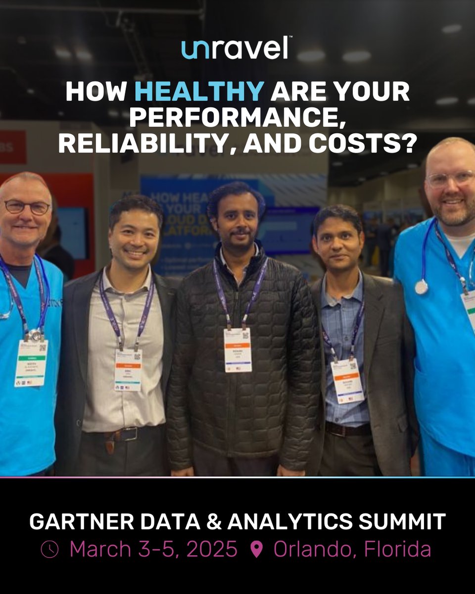 Unravel Data (@unraveldata) on Twitter photo How healthy are your performance, reliability, and costs?
At the Gartner Data & Analytics Summit, Unravel Data will show you how to pinpoint bottlenecks, reduce cloud costs, and optimize workflows.
Visit us at Booth #827 and discover how we turn insights into instant action. ✔️ How healthy are your performance, reliability, and costs?
At the Gartner Data & Analytics Summit, Unravel Data will show you how to pinpoint bottlenecks, reduce cloud costs, and optimize workflows.
Visit us at Booth #827 and discover how we turn insights into instant action. ✔️
