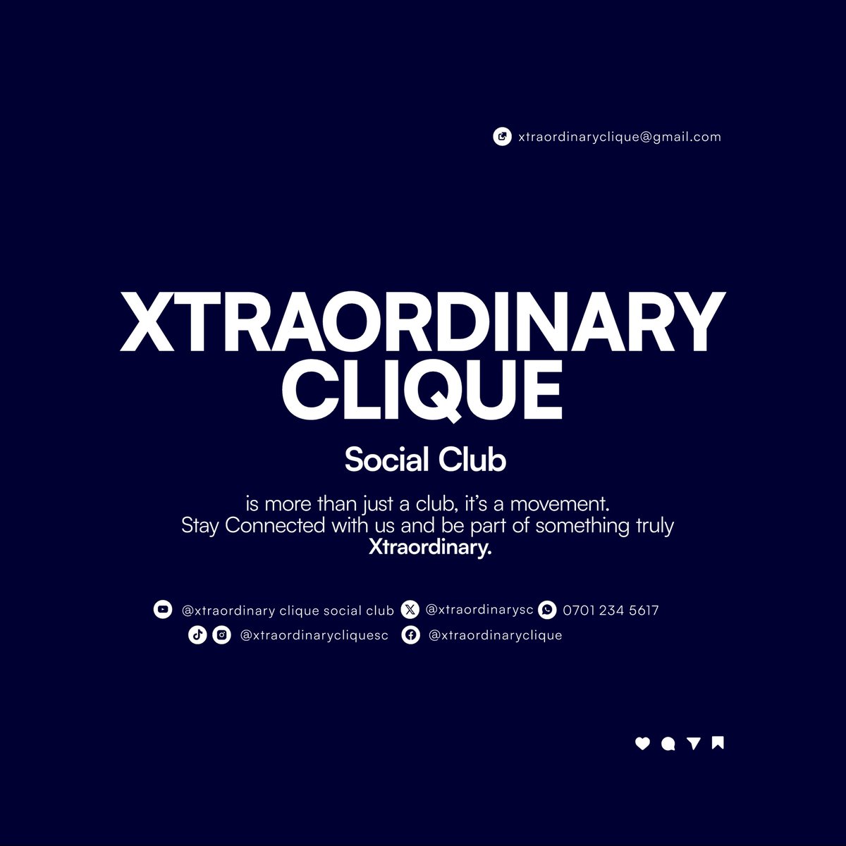 XtraordinarySC's tweet photo. Xtraordinary Clique is more than a club, it’s a movement. Stay connected with us and be part of something truly extraordinary. ✨
#xtraordinaryclique #exclusivitydefined #beyondordinary #communityofchangemakers #makingadifference https://t.co/YK47MkBFAo